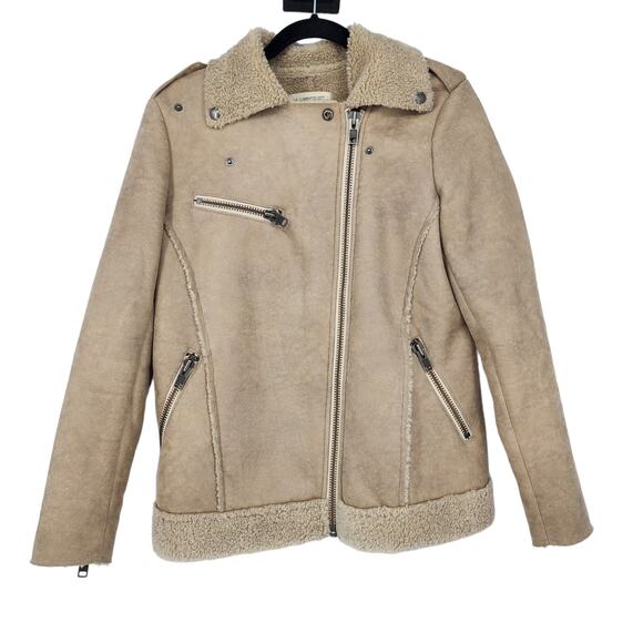 Current/Elliott Jackets & Blazers - Current Elliott Bone White The Sherpa Faux Shearling Asymmetrical Jacket Size 0